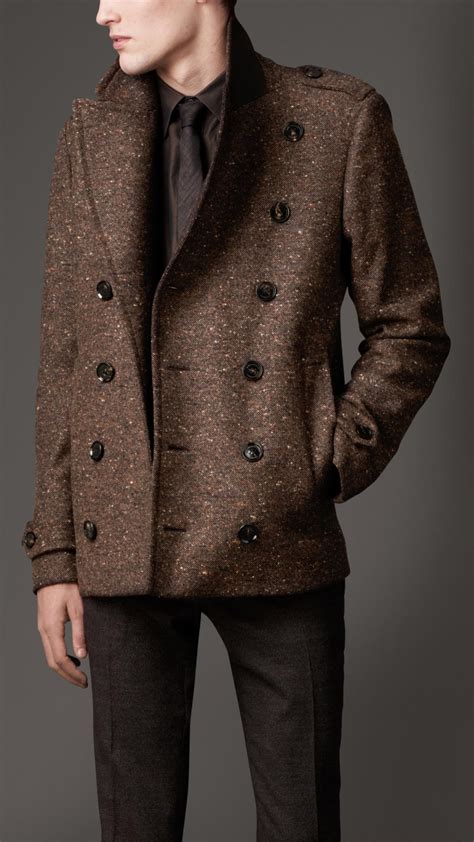 classic wool pea coat burberry|burberry pea coats men.